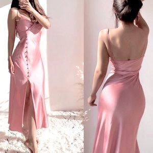 NWT Button Satin Slip Dress Bloogers Favorite Barbiecore